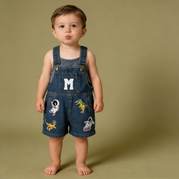 Personalized Kids Patch Denim Overalls| Pants23