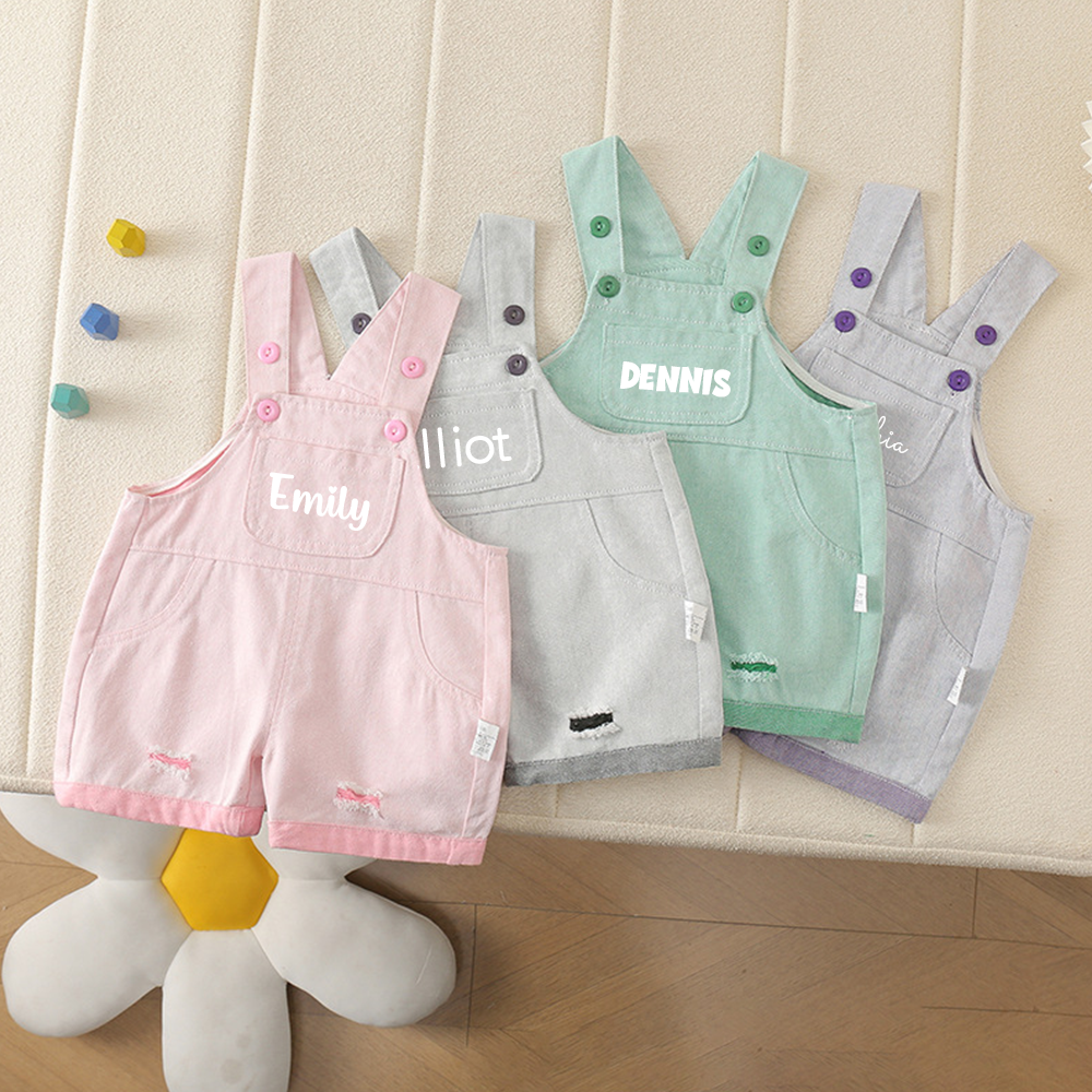 Personalized Kids Color Denim Overalls| Pants53