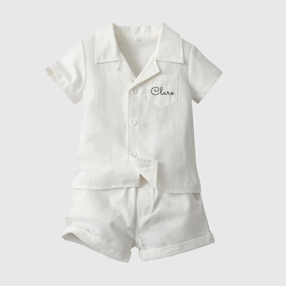 Personalized Boy Summer Casual Linen Short Set| Cloth269