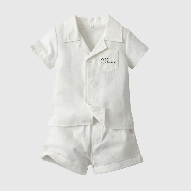 Personalized Boy Summer Casual Linen Short Set| Cloth269