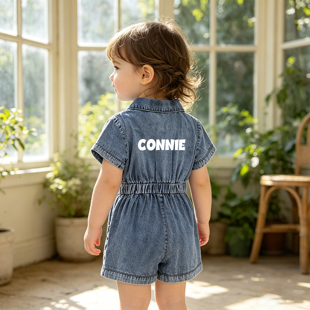 Personalized Girl Casual Denim Jumpsuit | cloth275