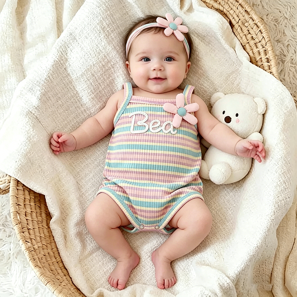 Personalized Baby Hand Knitted Summer Romper| BBcloth137