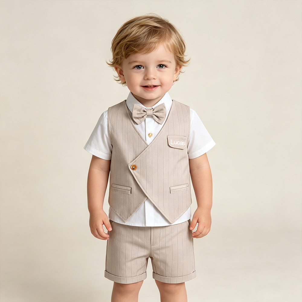 Personalized Name Baby Boy Formal Outfit with Bow Tie| Cloth281