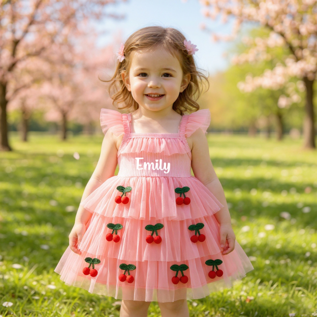 Personalized Girl Cherry Summer Tutu Dress| Dress102