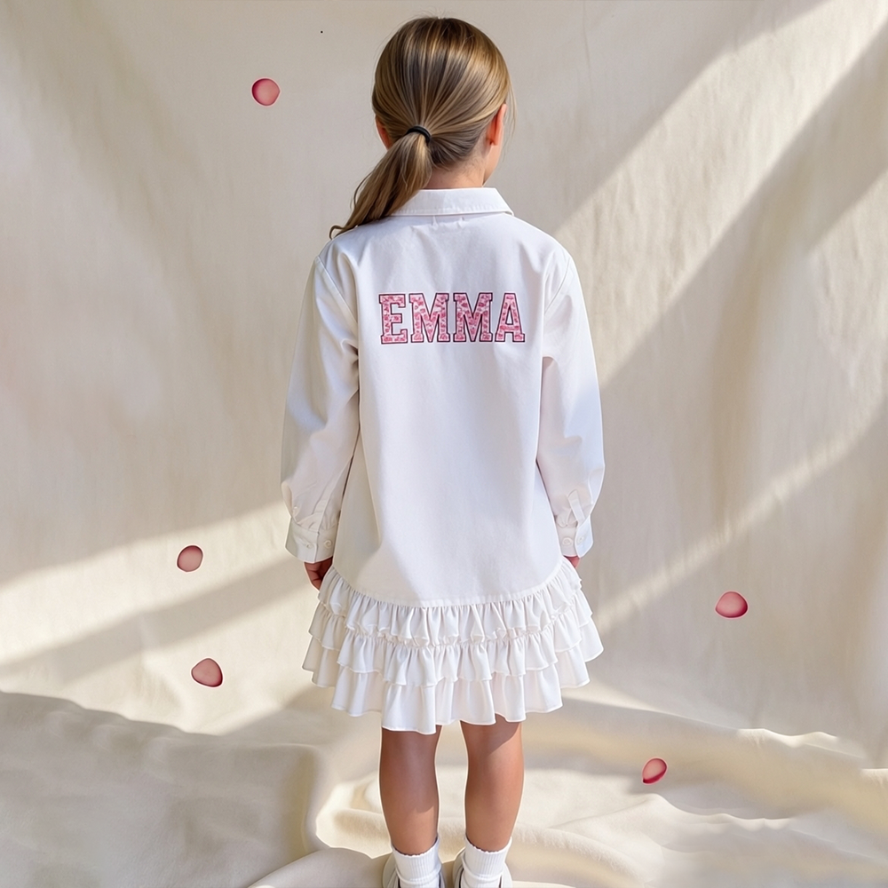 Personalized Girl Monogram White Shirt  Dress| Dress112