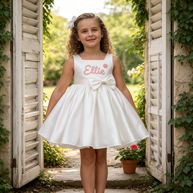 Personalized Baby Girl Embroidered Party Dress| Dress120