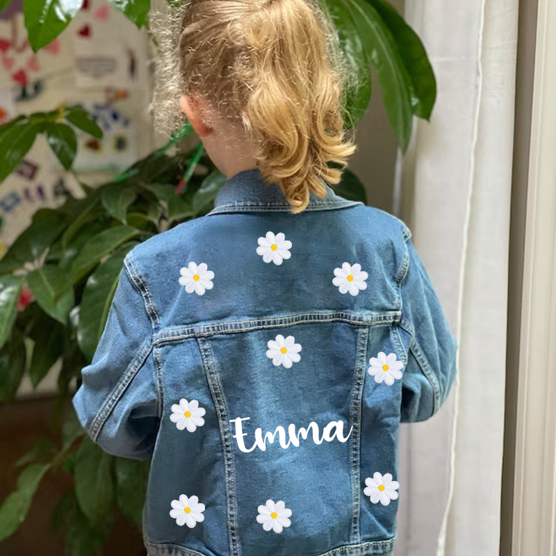 Personalized Girls Flower Denim Jackets | Cloth92