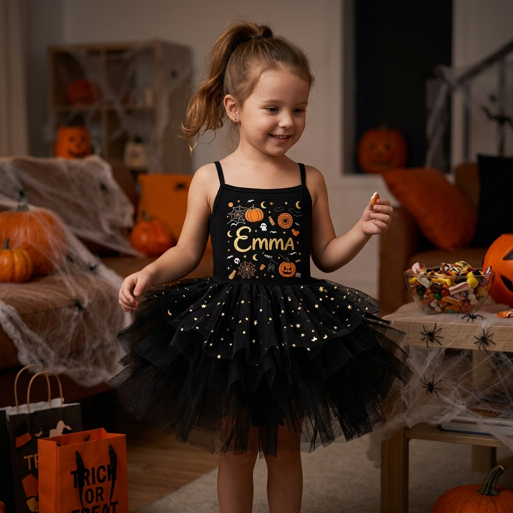 Personalized Girl Halloween Pumpkin Tutu Dress| YESHalloween10