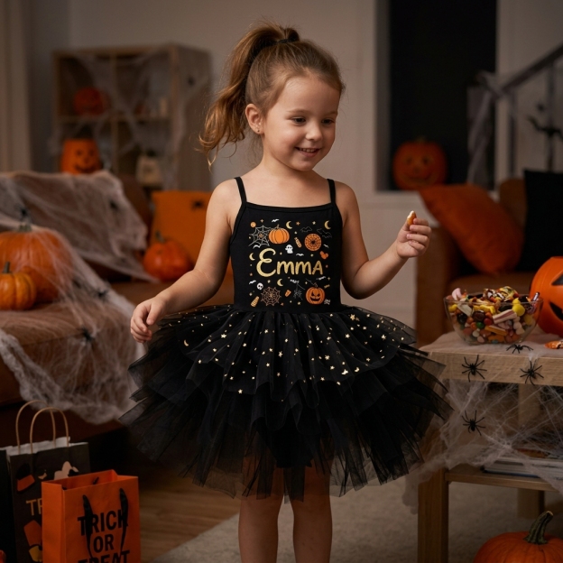 Personalized Girl Halloween Pumpkin Tutu Dress| YESHalloween10