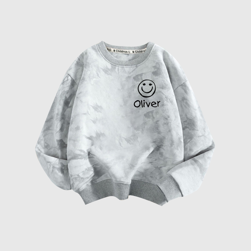 Personalized Embroidered Happy Face Tie Dye Sweatshirt| Cloth95