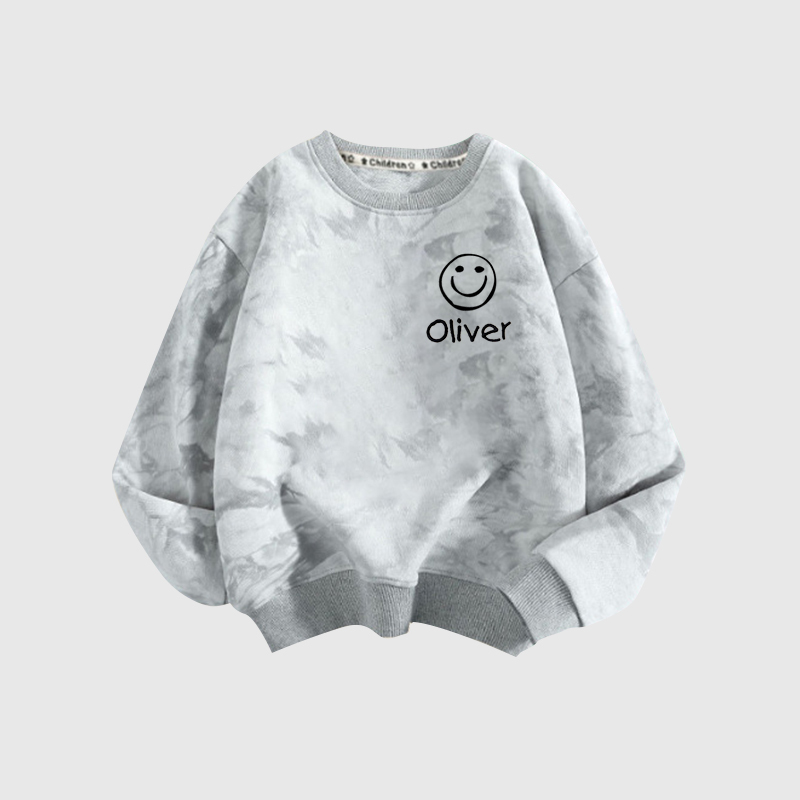 Personalized Embroidered Happy Face Tie Dye Sweatshirt| Cloth95