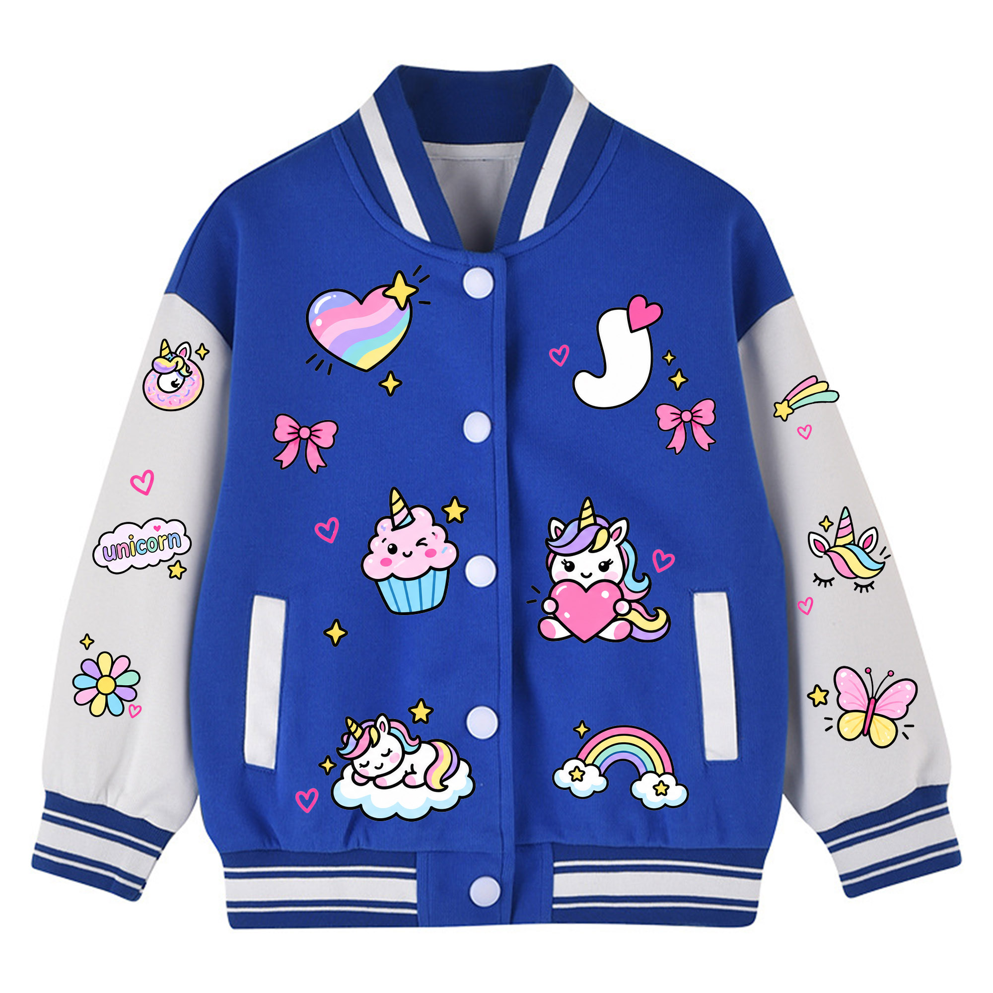 Personalized Kids Unicorn Varsity Jacket | Cloth290