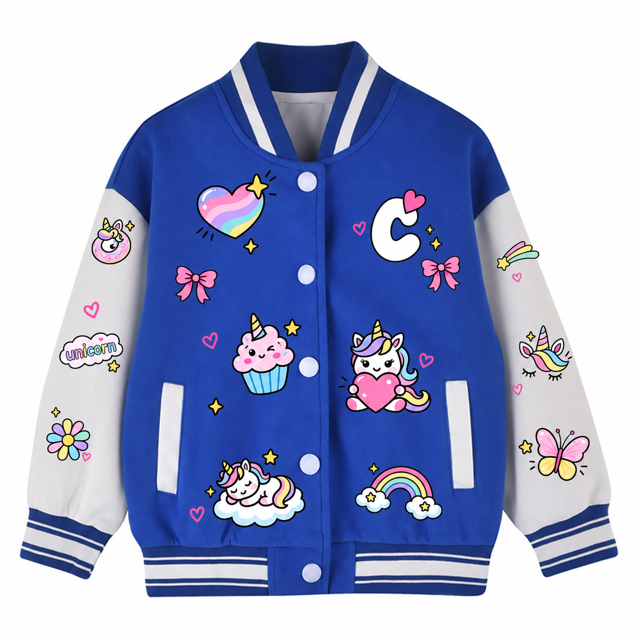 Personalized Kids Unicorn Varsity Jacket | Cloth290