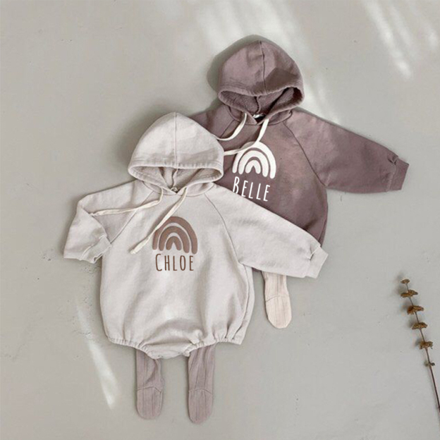 Personalized Kids Rainbow Sweatshirt Romper| Cloth51