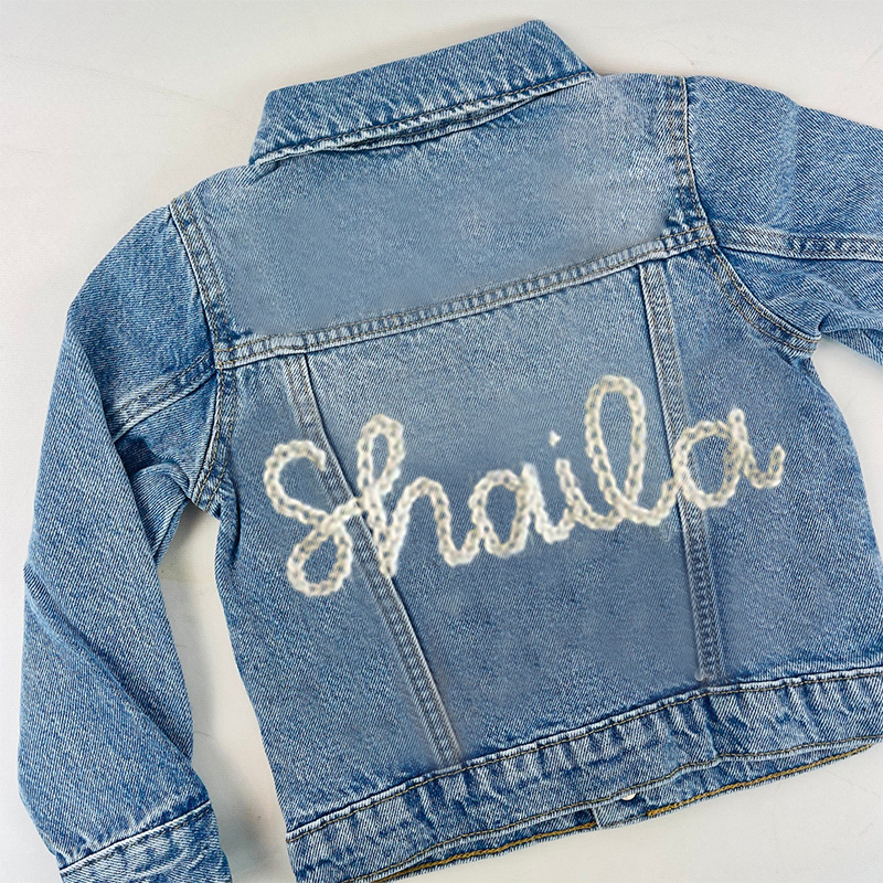 Personalized Kids Hand Embroidered Denim Jacket| Cloth161