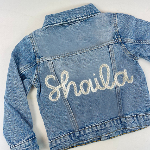 Personalized Kids Hand Embroidered Denim Jacket| Cloth161