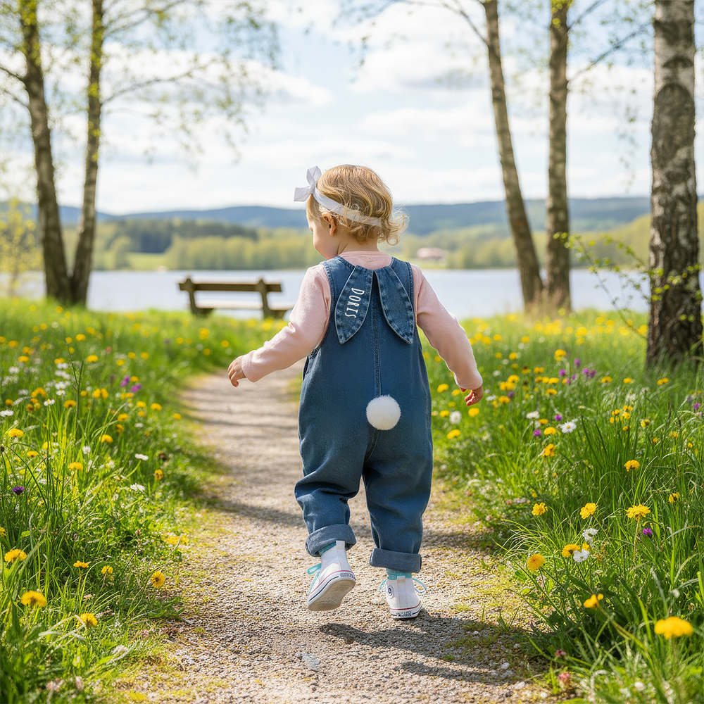 Personalized Kids Bunny Ears Demin Overalls| Pants29