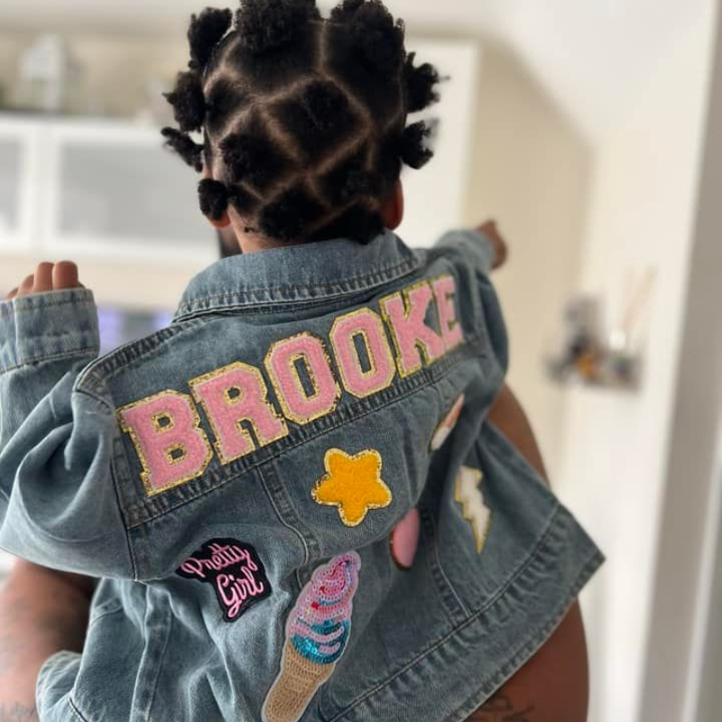 Personalised Name Patch Denim Jacket – Rose + Moo