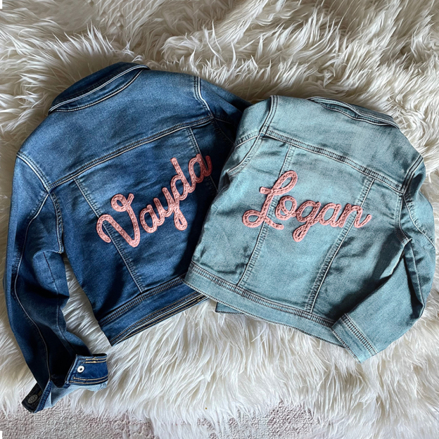 Personalized Hand-Embroidered Kid Denim Jacket| Cloth258