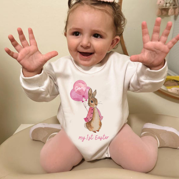 Personalized Baby's First Rabbit Sweatshirt Romper| BBcloth8202