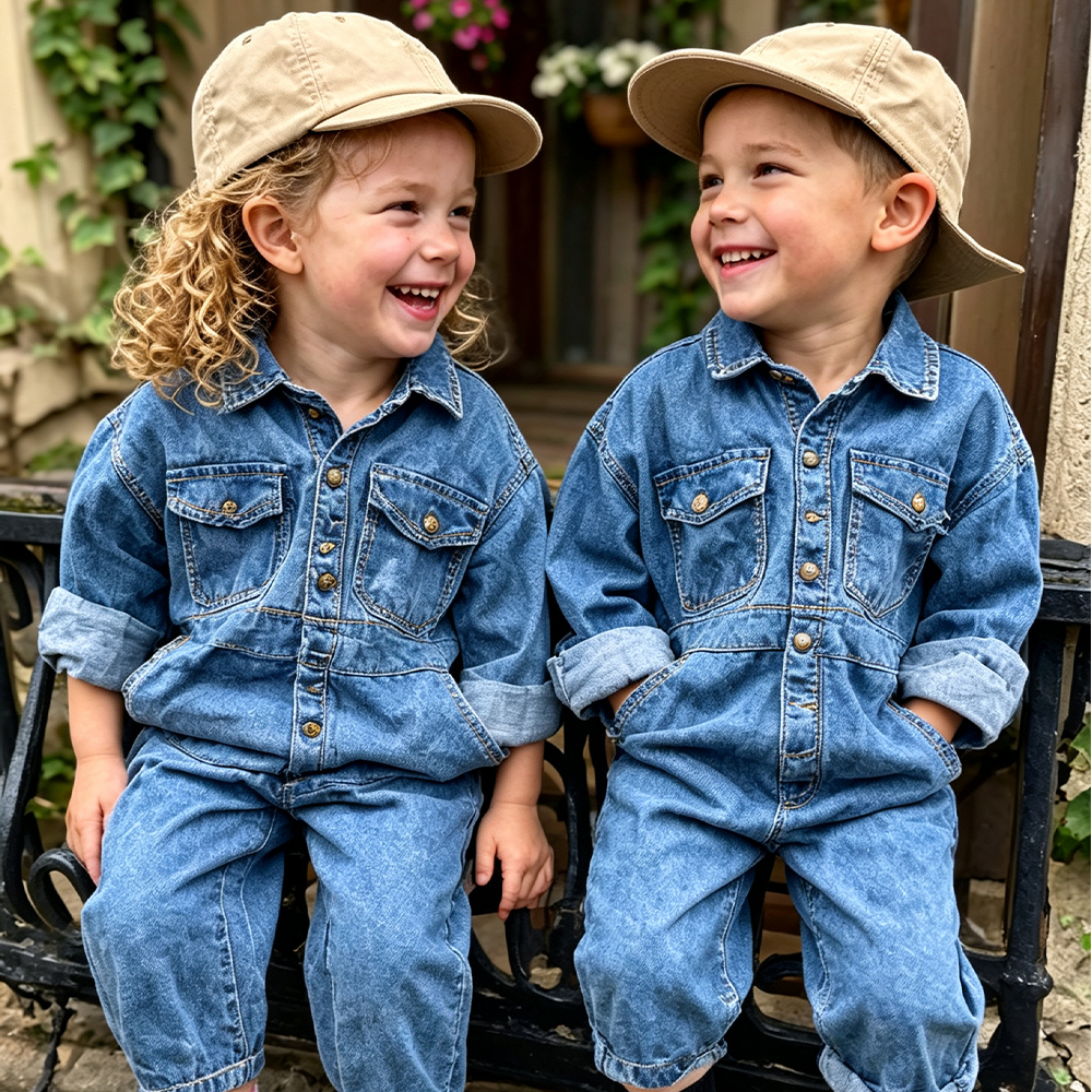 Personalized Baby Hand Patch Oversized Denim Jumpsuit| Pants61