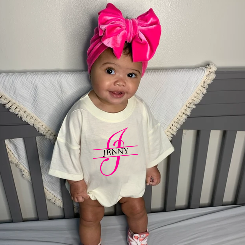 Personalized Baby Split Monogram Alphabet Bubble Romper| BBCloth46