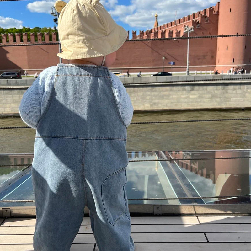 Personalized Kids Initial Oversized Denim Overalls| Pants08