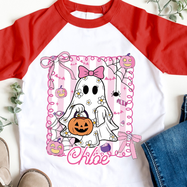 Personalized Kids Halloween Ghost Pumpkin Long Sleeves Shirt| Cloth12447
