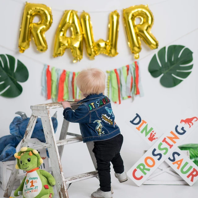Personalized Kids Denim Dinosaurs Patch Jacket | Cloth180