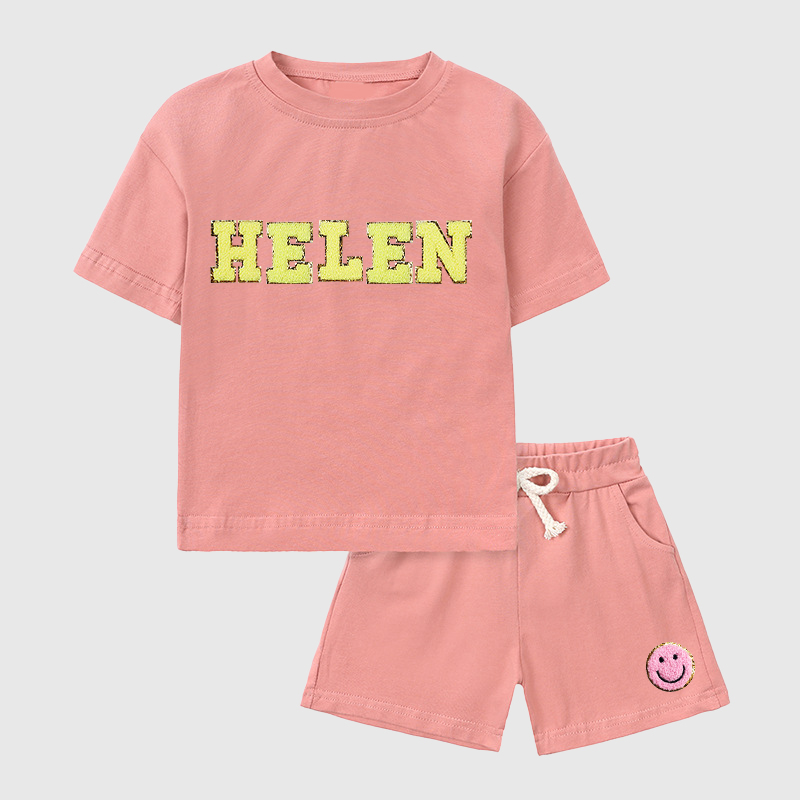 Personalized Kid Summer Hand Patch Toddler Set |Cloth218