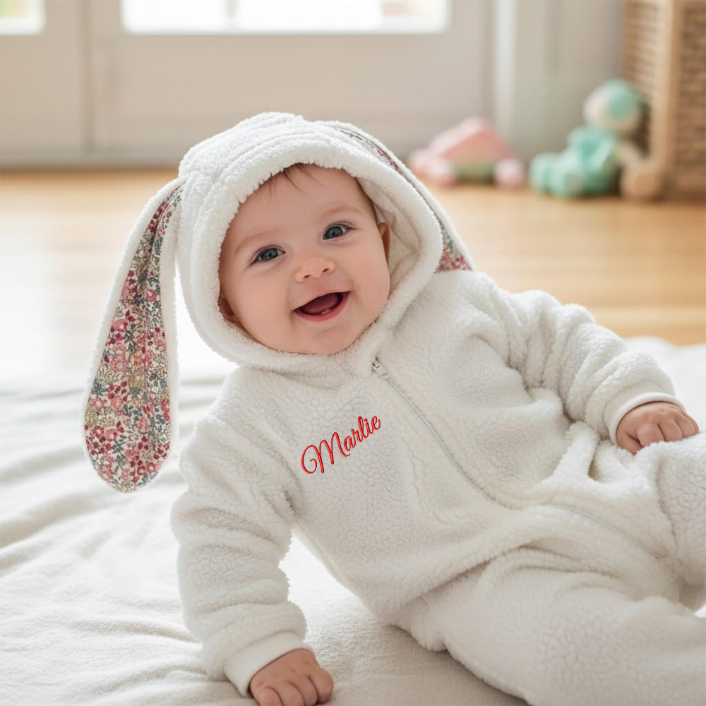 Personalized Baby  Bunny Hooded Romper| BBcloth120