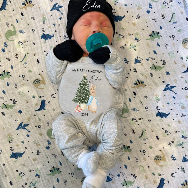 Personalized Baby First Christmas Rabbit Outfit| BBCloth1203
