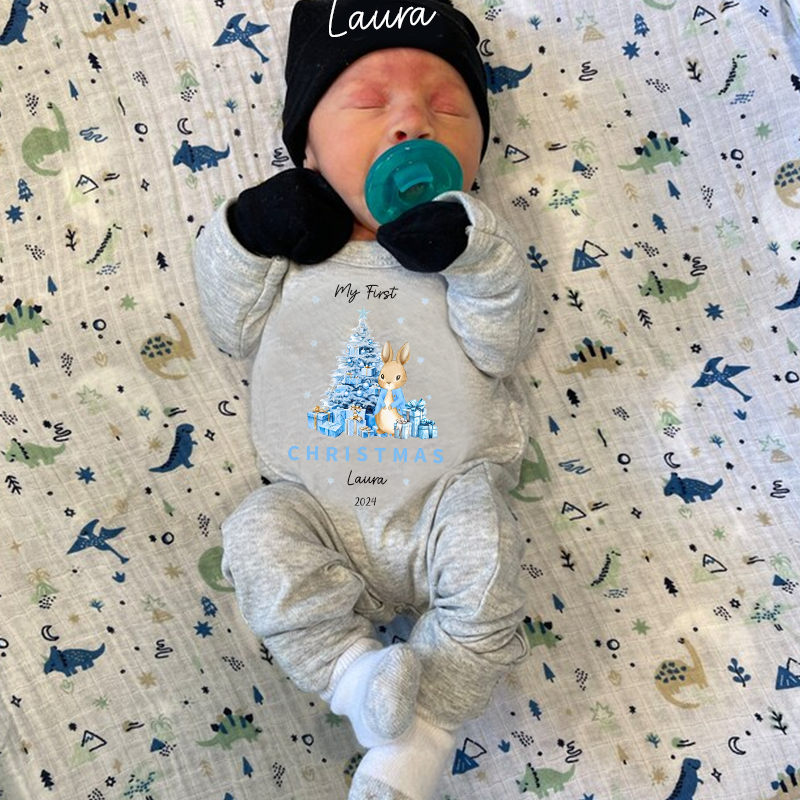 Personalized Baby First Christmas Rabbit Outfit| BBCloth1205