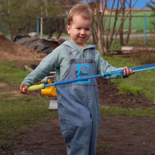 Personalized Kids Initial Oversized Denim Overalls| Pants08