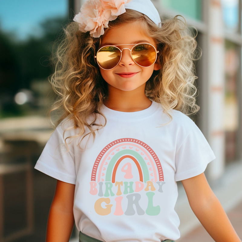 Personalized Girl Retro Rainbow Cozy T-Shirt| Cloth1442