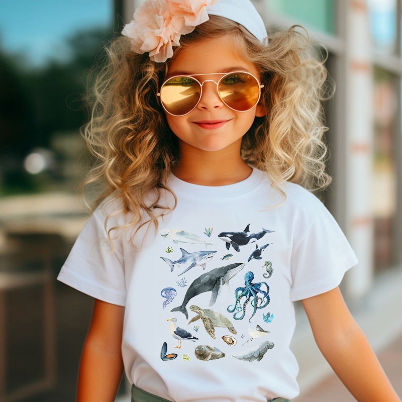 Personalized Kid Cute Sea Life Watercolor T-Shirt| Cloth1444