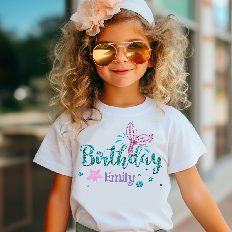 Personalized Girl Mermaid Birthday T-Shirt| Cloth1470