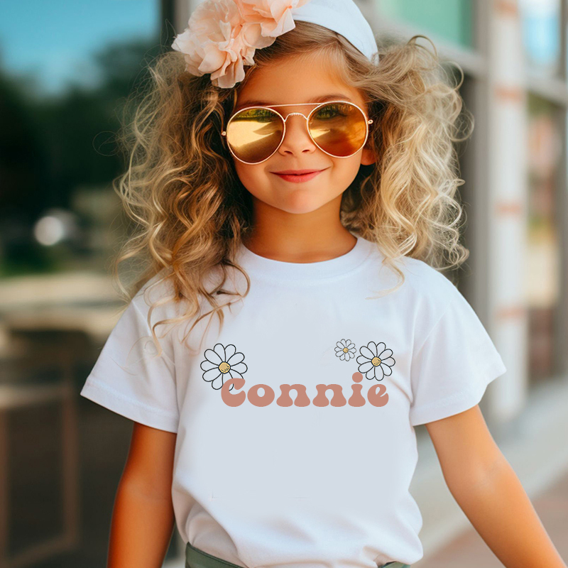 Personalized Girls Retro Cute Daisy T-Shirt| Cloth1425