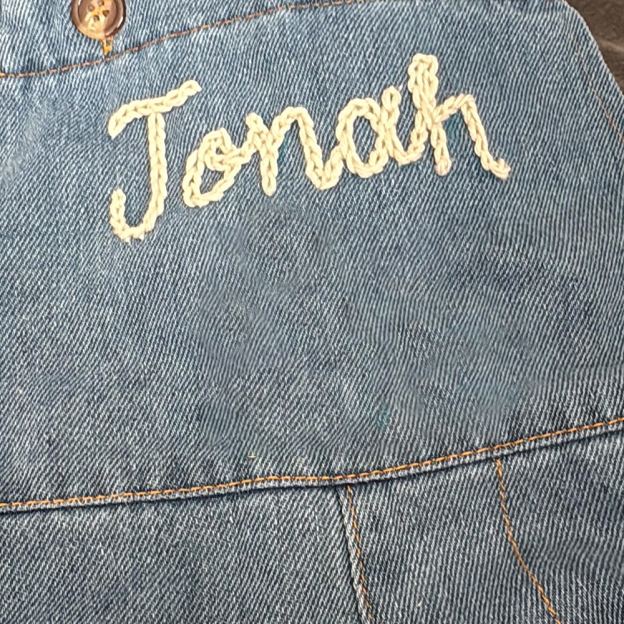 Personalized Kids Hand Embroidered  Denim Overalls| Pants24