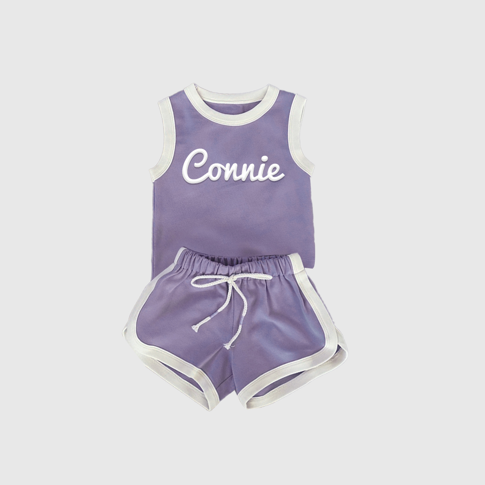 Personalized Kids Puff Name Toddler shorts Set| Cloth225
