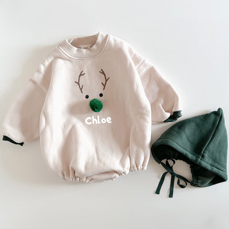 Personalized Baby Christmas Romper With Hat| BBCloth78