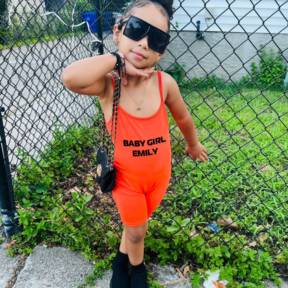 Personalized Girl Suspender Letter Print Jumpsuit| Cloth221