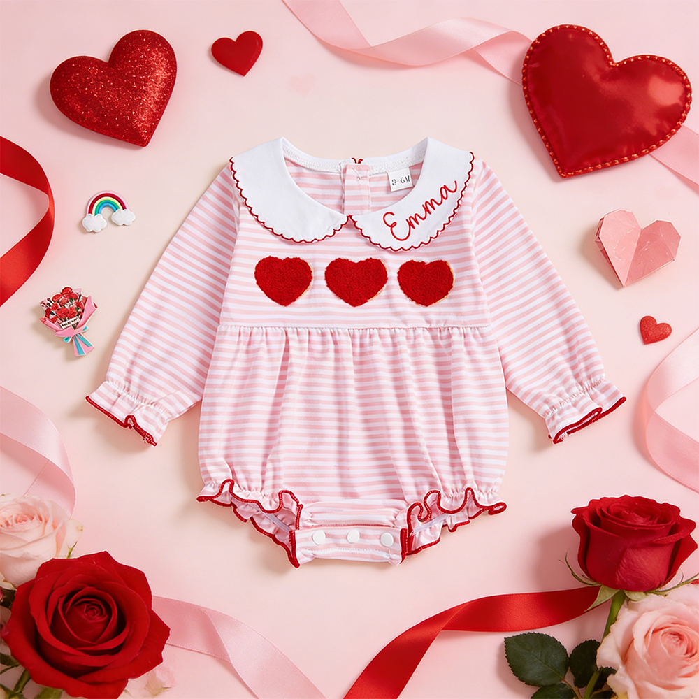 Personalized Baby Valentine Long Sleeves Romper| YESVa03