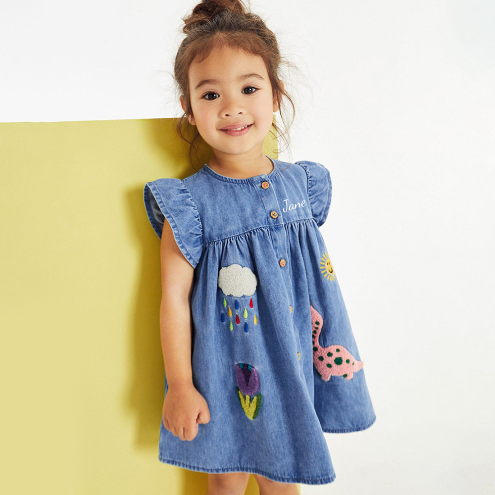 Personalized Girls Monogrammed Denim Dress| Dress20