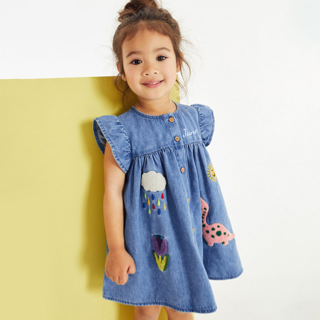Personalized Girls Monogrammed Denim Dress| Dress20