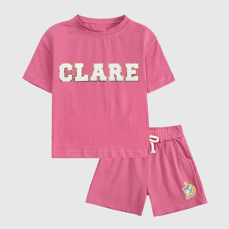 Personalized Kid Summer Hand Patch Toddler Set |Cloth218