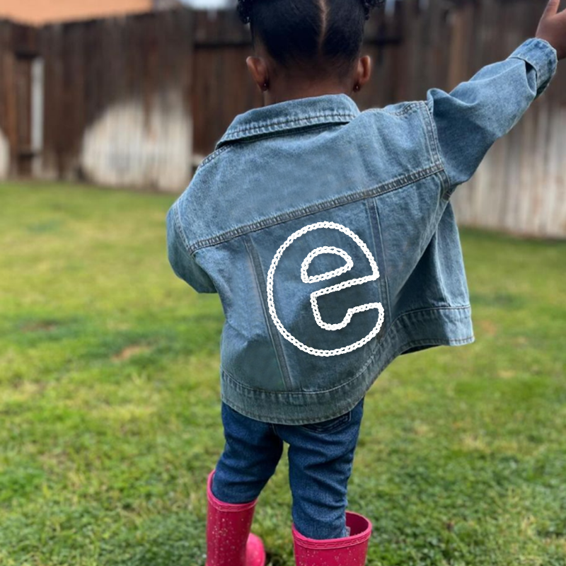 Personalized Hand Embroidered Kids Name Denim Jacket| Cloth189