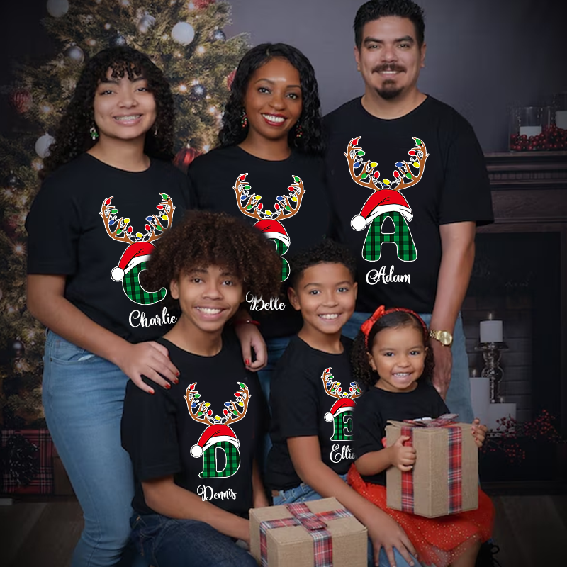 Personalized Family Christmas Monogrammed Name T-Shirt| Match0422