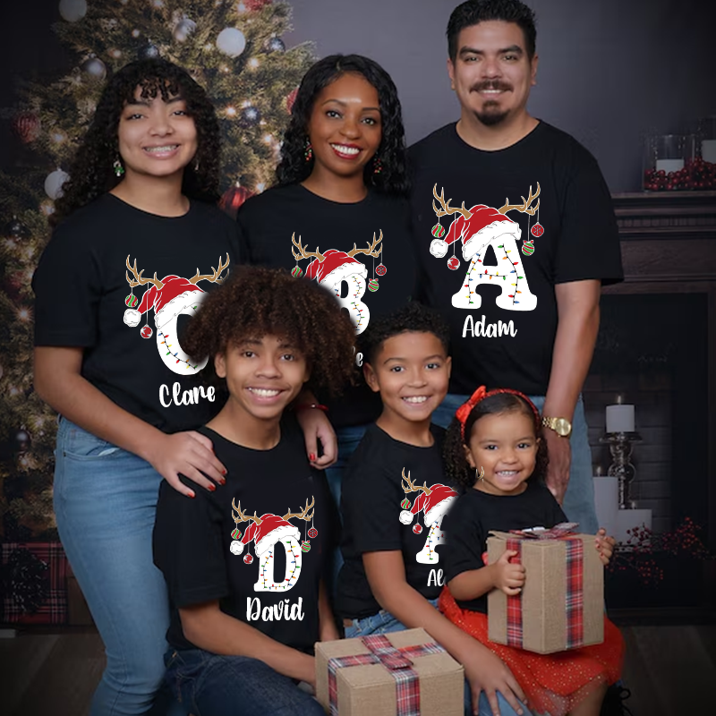 Personalized Family Christmas Monogrammed Name T-Shirt| Match0421