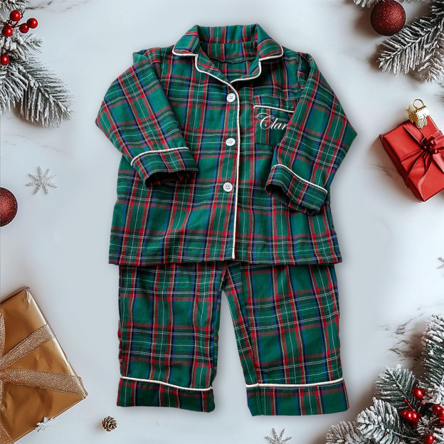 Personalized Kids Siblings Matching Plaid Pajamas| YESMC31